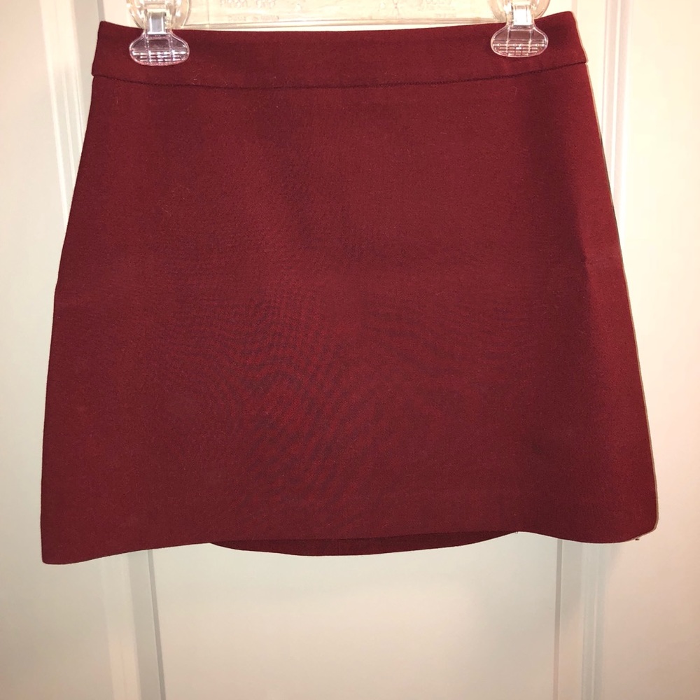High Waisted A-Line Mini Skirt -- color Chianti